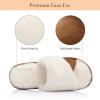 image:imageNineCiFun Womens Opentoe House Slippers Memory Foam Bedroom Fuzzy Slipper Slides for Women Indoor Home Shoes for SummerCamel