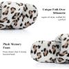 image:imageNineCiFun Womens Slippers Open Toe Breathable House Slippers with Memory Foam FoldOver Home Shoes Comfy Trendy Gift Woman NonSlip SoleBrown White Leopard
