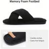 image:imageNineCiFun Womens Slippers Open Toe Cross Band Coral Fleece Breathable House Shoes with Memory Foam Cozy Footbed NonSlip Indoor SlidesBlack