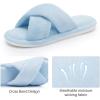 image:imageNineCiFun Womens Slippers Open Toe Cross Band Coral Fleece Breathable House Shoes with Memory Foam Cozy Footbed NonSlip Indoor SlidesBlue