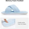 image:imageNineCiFun Womens Slippers Open Toe Cross Band Coral Fleece Breathable House Shoes with Memory Foam Cozy Footbed NonSlip Indoor SlidesBlue