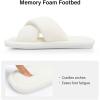 image:imageNineCiFun Womens Slippers Open Toe Cross Band Coral Fleece Breathable House Shoes with Memory Foam Cozy Footbed NonSlip Indoor SlidesCream White