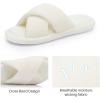 image:imageNineCiFun Womens Slippers Open Toe Cross Band Coral Fleece Breathable House Shoes with Memory Foam Cozy Footbed NonSlip Indoor SlidesCream White