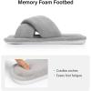 image:imageNineCiFun Womens Slippers Open Toe Cross Band Coral Fleece Breathable House Shoes with Memory Foam Cozy Footbed NonSlip Indoor SlidesGrey