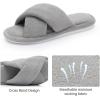 image:imageNineCiFun Womens Slippers Open Toe Cross Band Coral Fleece Breathable House Shoes with Memory Foam Cozy Footbed NonSlip Indoor SlidesGrey