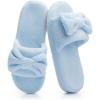 image:imageNineCiFun Cute Womens Bow Slippers with Memory Foam Cozy Soft OpenToe Slipper NonSlip for Indoor and Outdoor Plush Coral Fleece House ShoesBlue