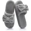 image:imageNineCiFun Cute Womens Bow Slippers with Memory Foam Cozy Soft OpenToe Slipper NonSlip for Indoor and Outdoor Plush Coral Fleece House ShoesGrey