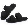 image:imageNineCiFun House Slippers for Women Double Band Open Toe Slides with Lightweight Breathable Memory Foam and Soft Coral Fleece NonSlip Indoor Home ShoesBlack