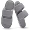 image:imageNineCiFun House Slippers for Women Double Band Open Toe Slides with Lightweight Breathable Memory Foam and Soft Coral Fleece NonSlip Indoor Home ShoesGrey