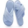 image:imageNineCiFun Womens Cross Band Open Toe Slippers with Memory Foam Comfort Cotton Slipper Indoor Outdoor NonSlip Cozy House Slides for WomanBlue