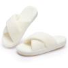 image:imageNineCiFun Womens Fuzzy Slippers with Memory Foam Cross Band Open Toe House Slippers  Cozy Plush Indoor Outdoor Slides NonSlip Comfort for Women Mom Her LadiesBeige