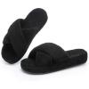 image:imageNineCiFun Womens Fuzzy Slippers with Memory Foam Cross Band Open Toe House Slippers  Cozy Plush Indoor Outdoor Slides NonSlip Comfort for Women Mom Her LadiesBlack