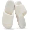 image:imageNineCiFun Womens Open Toe House Slippers  Memory Foam Slippers with Plush Faux Fur NonSlip Lightweight Indoor Outdoor Slides SlipOn StyleBeige