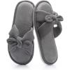 image:imageNineCiFun Womens Opentoe Bow Slippers Memory Foam Indoor House Slides Corduroy Crossband Home Shoes for SummerGrey