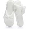 image:imageNineCiFun Womens Opentoe Bow Slippers Memory Foam Indoor House Slides Corduroy Crossband Home Shoes for SummerWhite