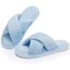image:imageNineCiFun Womens Slippers Open Toe Cross Band Coral Fleece Breathable House Shoes with Memory Foam Cozy Footbed NonSlip Indoor SlidesBlue