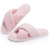 image:imageNineCiFun Womens Slippers Open Toe Cross Band Coral Fleece Breathable House Shoes with Memory Foam Cozy Footbed NonSlip Indoor SlidesPink