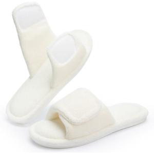 image:imageNineCiFun Adjustable Slippers for Women with Hook amp Loop Strap  Open Toe Breathable House Shoes Memory Foam NonSlip Indoor OutdoorBeige