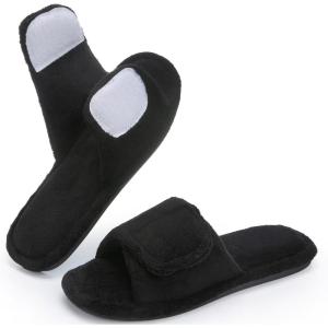 image:imageNineCiFun Adjustable Slippers for Women with Hook amp Loop Strap  Open Toe Breathable House Shoes Memory Foam NonSlip Indoor OutdoorBlack