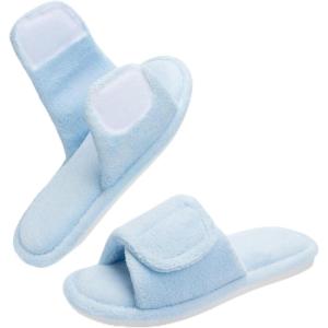 image:imageNineCiFun Adjustable Slippers for Women with Hook amp Loop Strap  Open Toe Breathable House Shoes Memory Foam NonSlip Indoor OutdoorBlue