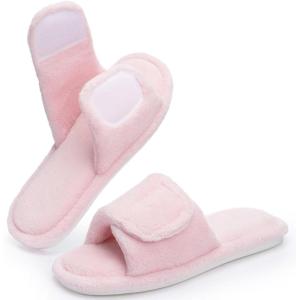image:imageNineCiFun Adjustable Slippers for Women with Hook amp Loop Strap  Open Toe Breathable House Shoes Memory Foam NonSlip Indoor OutdoorPink