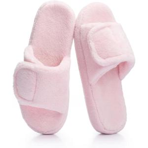 image:imageNineCiFun Cozy Adjustable Slippers for Women  Plush OpenToe Design with Memory Foam Customizable Fit for AllDay Relaxation Soft House Shoes for Indoor ComfortPink