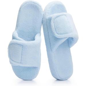 image:imageNineCiFun Cozy Adjustable Slippers for Women  Plush OpenToe Design with Memory Foam Customizable Fit for AllDay Relaxation Soft House Shoes for Indoor ComfortBlue