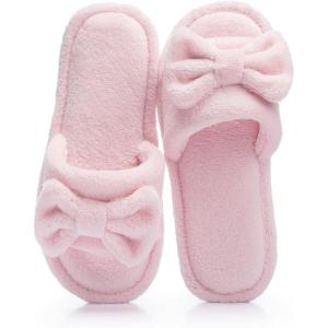 image:imageNineCiFun Cute Bow Womens Slippers  Open Toe Cozy House Slippers Soft Memory Foam NonSlip Indoor Slides Slip On Gifts for WomanPink
