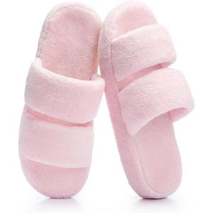 image:imageNineCiFun Open Toe Slippers for Women Plush Fuzzy House Slippers with Memory Foam NonSlip Indoor Outdoor Slides DoubleStrap Cozy Comfort ShoesPink