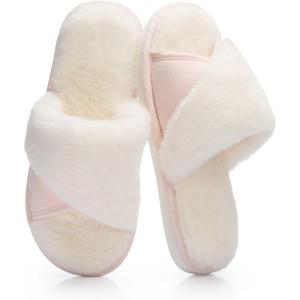 image:imageNineCiFun Womens Opentoe House Slippers Memory Foam Bedroom Fuzzy Slipper Slides for Women Indoor Home Shoes for SummerPink