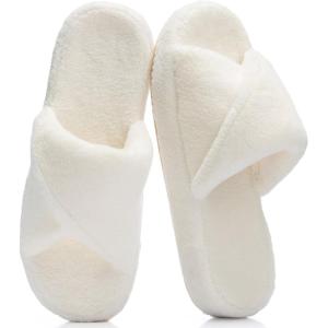 image:imageNineCiFun Womens Slippers Open Toe Breathable House Slippers with Memory Foam FoldOver Home Shoes Comfy Trendy Gift Woman NonSlip SoleBeige