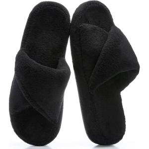 image:imageNineCiFun Womens Slippers Open Toe Breathable House Slippers with Memory Foam FoldOver Home Shoes Comfy Trendy Gift Woman NonSlip SoleBlack