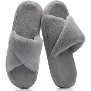 image:imageNineCiFun Womens Slippers Open Toe Breathable House Slippers with Memory Foam FoldOver Home Shoes Comfy Trendy Gift Woman NonSlip SoleGrey