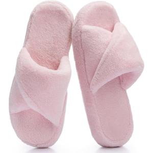 image:imageNineCiFun Womens Slippers Open Toe Breathable House Slippers with Memory Foam FoldOver Home Shoes Comfy Trendy Gift Woman NonSlip SolePink