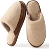 image:imageParlovable Womens Memory Foam House Slippers Warm Polar Fleece Lined Faux Fur NonSlip Rubber Sole Indoor Outdoor Machine Washable Comfort ShoesCamel