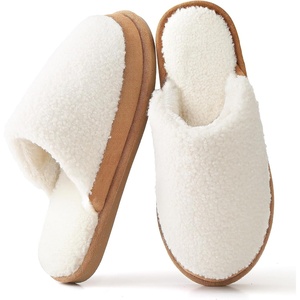 image:imageParlovable Womens Memory Foam House Slippers Warm Polar Fleece Lined Faux Fur NonSlip Rubber Sole Indoor Outdoor Machine Washable Comfort ShoesBeige