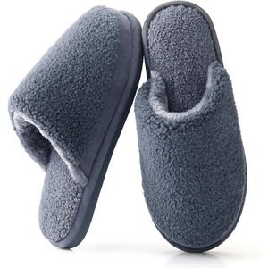 image:imageParlovable Womens Memory Foam House Slippers Warm Polar Fleece Lined Faux Fur NonSlip Rubber Sole Indoor Outdoor Machine Washable Comfort ShoesGrey