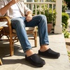 image:imageULTRAIDEAS Mens Indoor Outdoor Slippers Memory Foam Moccasin Clog House Shoes Breathable Slip on Rubber Sole Gift for Men FatherSuede Black