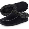 image:imageULTRAIDEAS Mens Indoor Outdoor Slippers Memory Foam Moccasin Clog House Shoes Breathable Slip on Rubber Sole Gift for Men FatherBlack