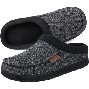 image:imageULTRAIDEAS Mens Indoor Outdoor Slippers Memory Foam Moccasin Clog House Shoes Breathable Slip on Rubber Sole Gift for Men FatherBlackGrey