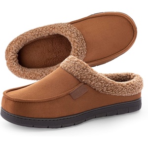 image:imageULTRAIDEAS Mens Indoor Outdoor Slippers Memory Foam Moccasin Clog House Shoes Breathable Slip on Rubber Sole Gift for Men FatherChestnut