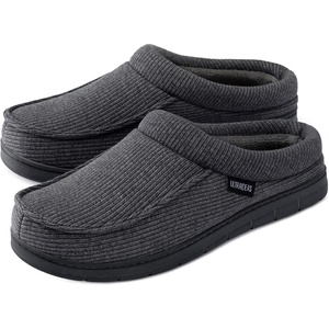 image:imageULTRAIDEAS Mens Indoor Outdoor Slippers Memory Foam Moccasin Clog House Shoes Breathable Slip on Rubber Sole Gift for Men FatherCool Grey