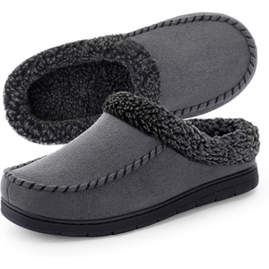 image:imageULTRAIDEAS Mens Indoor Outdoor Slippers Memory Foam Moccasin Clog House Shoes Breathable Slip on Rubber Sole Gift for Men FatherDark Grey