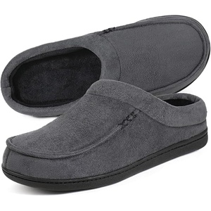 image:imageULTRAIDEAS Mens Indoor Outdoor Slippers Memory Foam Moccasin Clog House Shoes Breathable Slip on Rubber Sole Gift for Men FatherSuede Grey