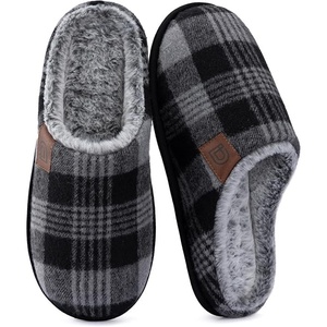 image:imageULTRAIDEAS Mens Comfy Slipon Slippers Memory Foam Scuff House Shoes for Men Indoor Outdoor with Rubber Sole for FatherGreyBlack