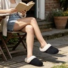 image:imageULTRAIDEAS Womens Breathable House Slippers with Memory Foam Lightweight Cotton Blend Lining Indoor Outdoor Slip On Design Non Slip Rubber Sole for Bedroom Machine WashableCrow Black