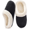 image:imageULTRAIDEAS Womens Breathable House Slippers with Memory Foam Lightweight Cotton Blend Lining Indoor Outdoor Slip On Design Non Slip Rubber Sole for Bedroom Machine WashableCrow Black