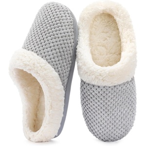 image:imageULTRAIDEAS Womens Breathable House Slippers with Memory Foam Lightweight Cotton Blend Lining Indoor Outdoor Slip On Design Non Slip Rubber Sole for Bedroom Machine WashableCloud Grey