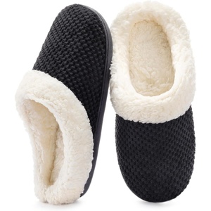 image:imageULTRAIDEAS Womens Breathable House Slippers with Memory Foam Lightweight Cotton Blend Lining Indoor Outdoor Slip On Design Non Slip Rubber Sole for Bedroom Machine WashableCrow Black