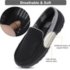 image:imageLulex Mens Moccasin Slippers Size 814Memory Foam House Shoes with Rubber Indoor Outdoor Sole Machine WashableBlack Grey